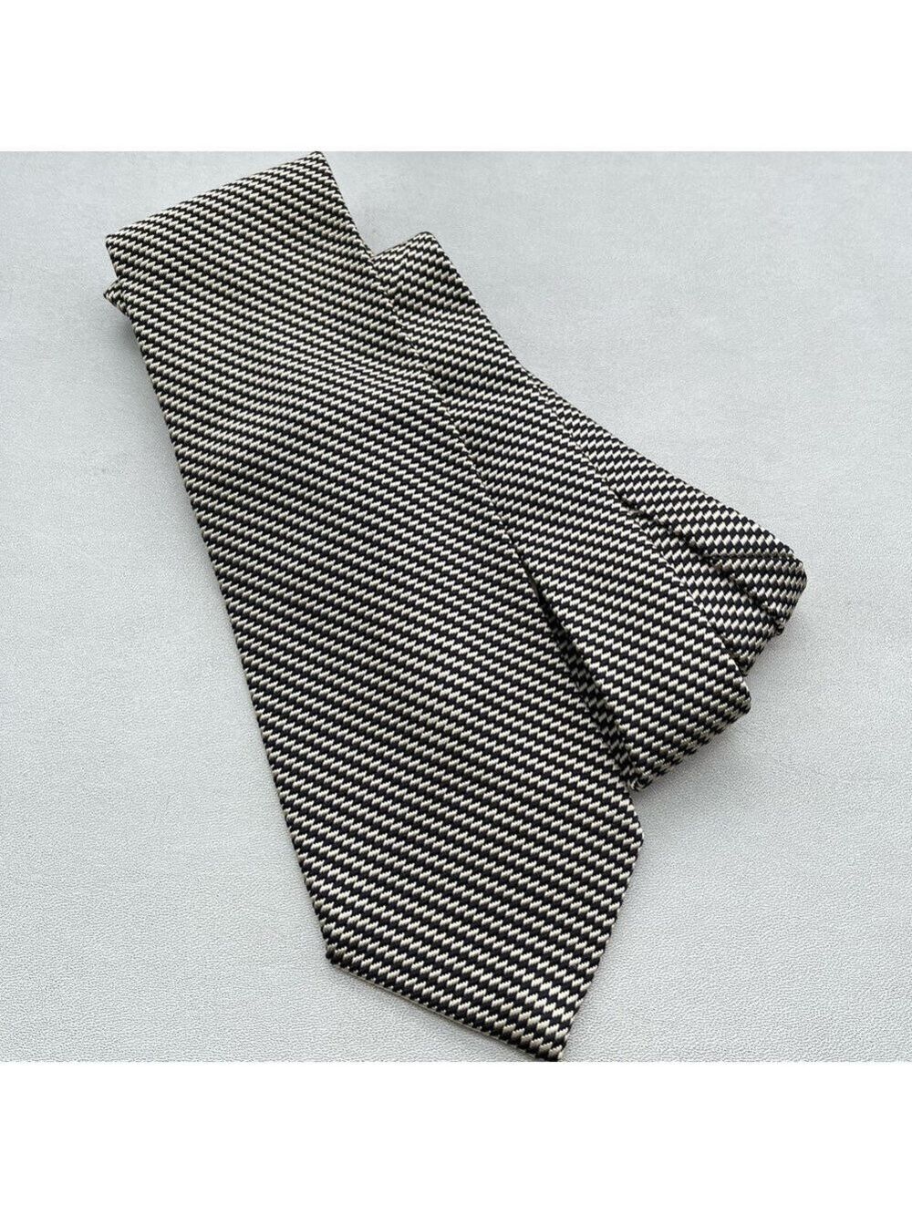 NWT Cesare Di Pino Mens Silk Blend Designer Tie Black & Cream Diamond Pattern